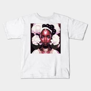 [AI Art] Lady of White Carnations, Art Deco Style Kids T-Shirt